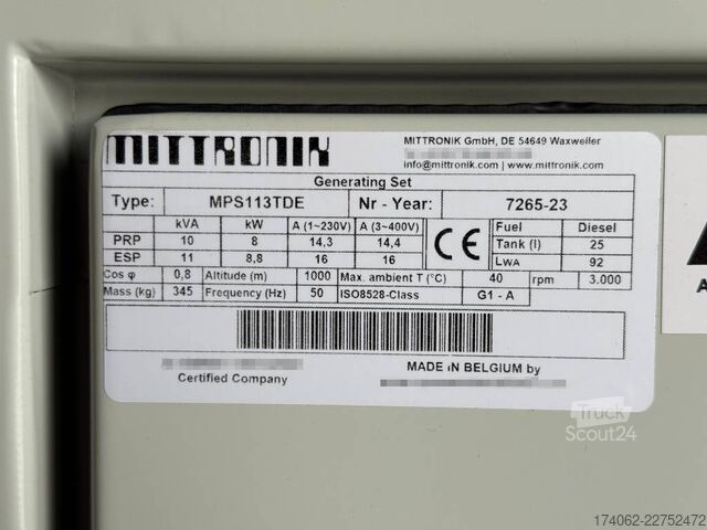 Agregat Kubota D722 - MPS113TDE - 10 kVA - Genset - DPX-25122