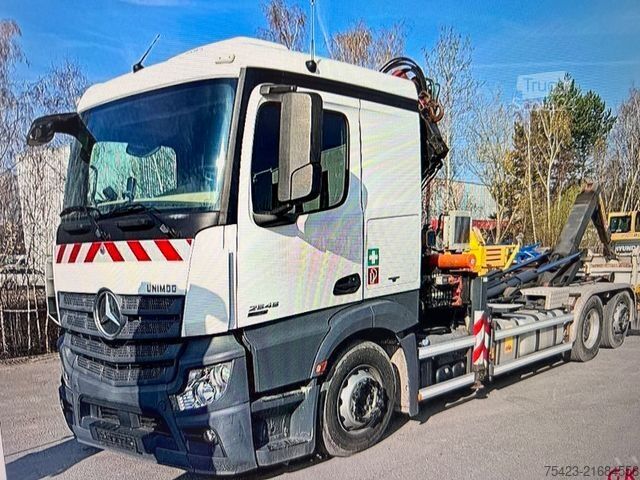 Kanca kasalı yük kamyonu (roll-off) MERCEDES-BENZ Actros 2545 6x2 Atlas240.2E Container/Greifer