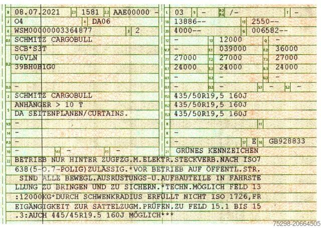 Atvērta puspiekabe ar tentu SCHMITZ CARGOBULL SCS 24/L 13.62 Mega / Palettenkasten