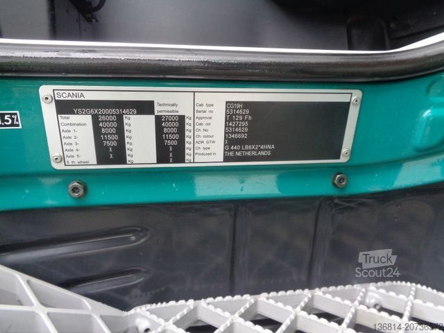 Контейнеровоз з гачком (рол-офф) SCANIA G440 6x2 Palfinger Abroller Lenkachse Retarder