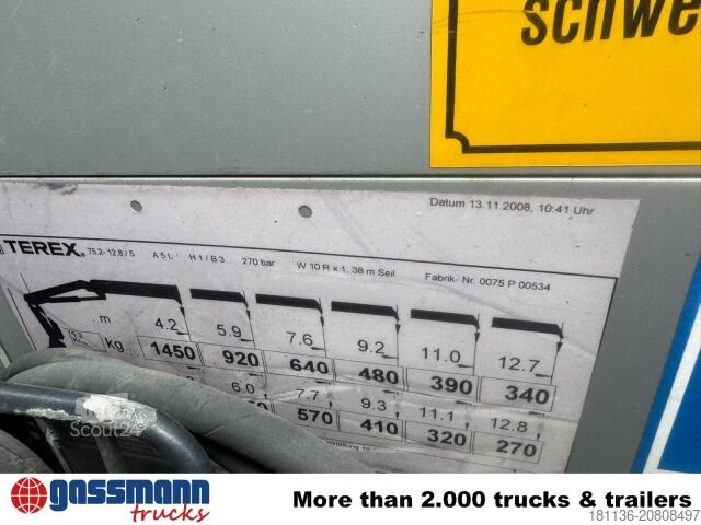 Camion cu platformă Mercedes-Benz Axor 1833 LL/NR , Atlas Terex Kran 75.2 - A5 L,