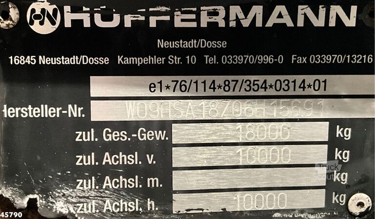 Transport de conteneurs HUFFERMAN 2-assige containeraanhangwagen