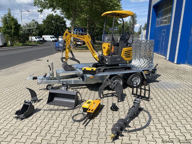Minigravemaskine med minilæsser + tilbehørspakke Berger Kraus BK1250JSR mit Kubota Motor