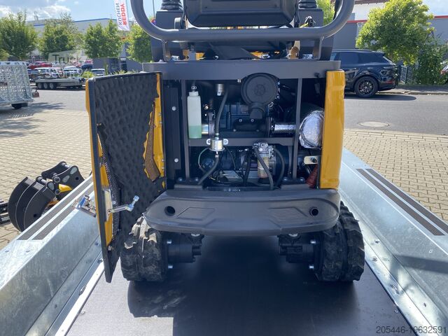 Miniescavatore con caricatore basso + pacchetto accessori Berger Kraus BK1250JSR mit Kubota Motor