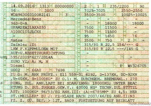 Tipbil MERCEDES-BENZ Antos 1832 / Meiller Kipper