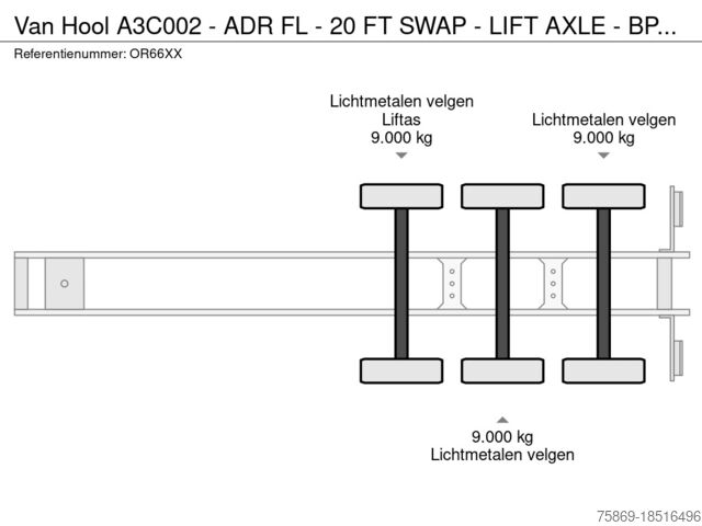 Transport av containere Van Hool A3C002 - ADR FL - 20 FT SWAP - LIFT AXLE - BPW ...