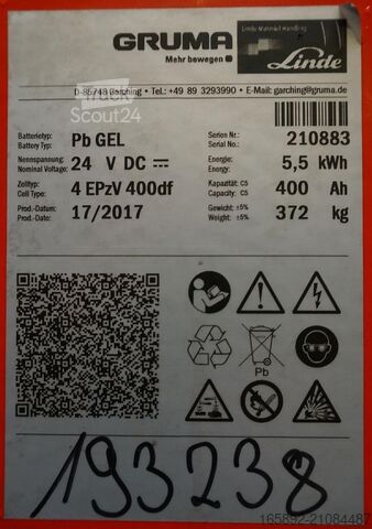 Batteria per carrello elevatore GRUMA 24 Volt 4 PzV 400 Ah