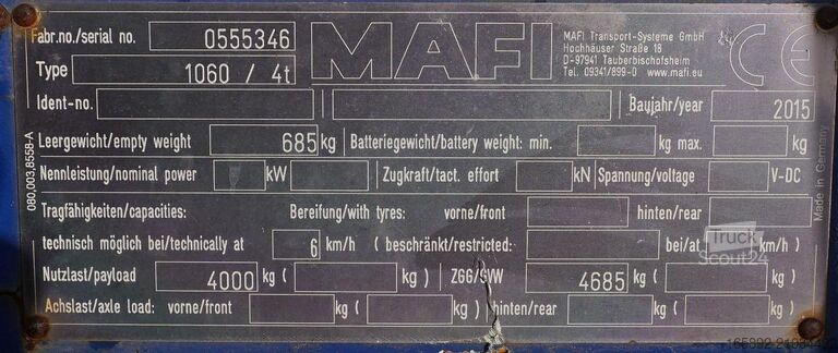 Rimorchi scarrabili Mafi 1060 / 4t