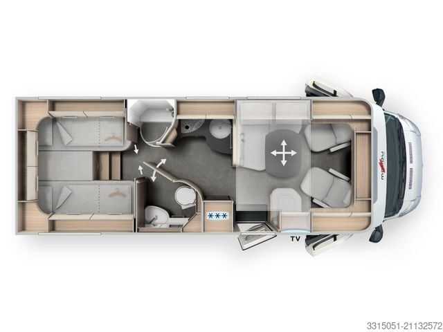 Halvintegrert bobil MALIBU Edition+ T 490 RB LE comfort Solar+ACC+Kamera+Ka
