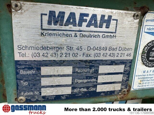 Roll-off konteyneri Mafah City-Abrollcontainer mit Flügeltüren ca. 4,5m³