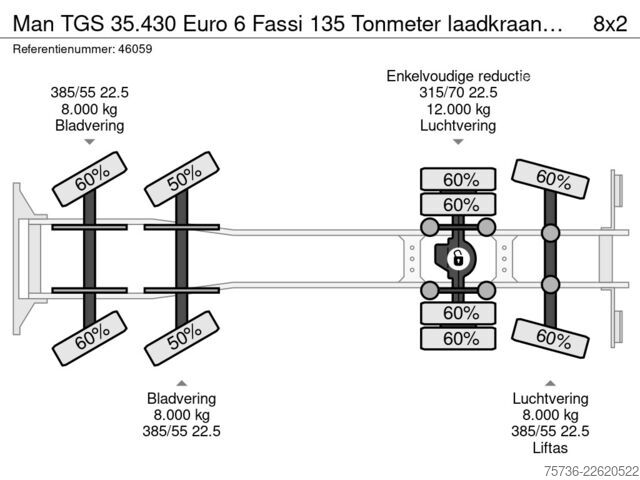 Kranwagen Man TGS 35.430 Euro 6 Fassi 135 Tonmeter laadkraan ...