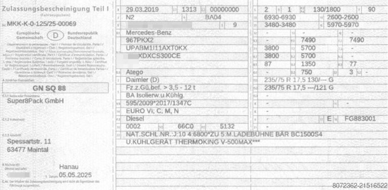 Transporter met koelopbouw Mercedes-Benz Atego