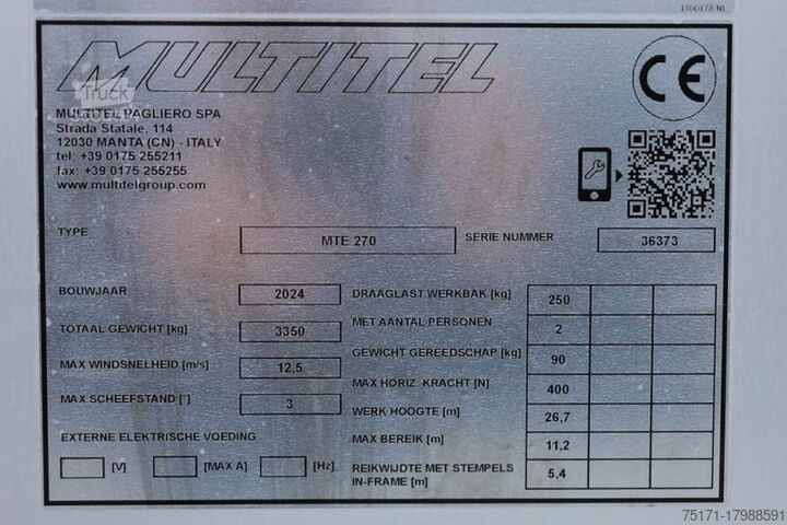 Lkw-Arbeitsbühne Multitel MTE270 Valid inspection, *Guarantee! Driving Licen
