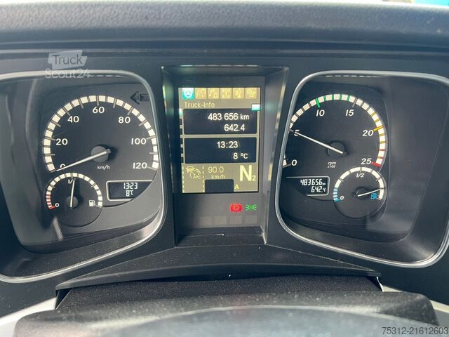 Camion cu platformă și prelată Mercedes-Benz Actros 1843  E6 LBW 2000kg Scheckheft AHK Bett