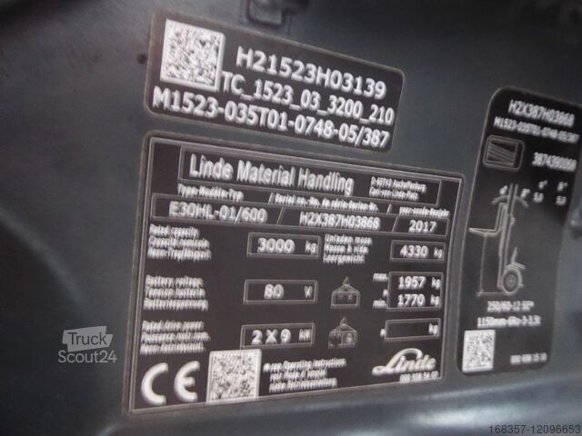 Ανυψωτικό περονοφόρο με εμπρόσθιο φορτηγό Linde E30HL-01/600