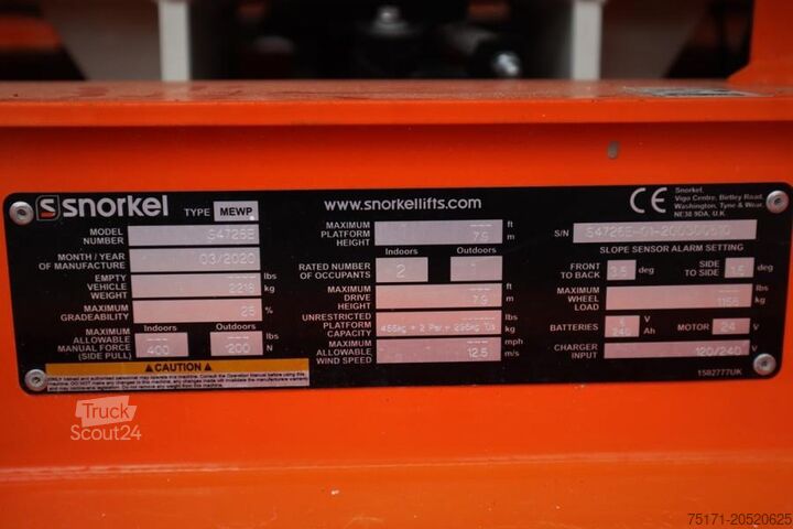 Žirklinis keltuvas Snorkel S4726E Valid Inspection, *Guarantee! ,Electric, 10