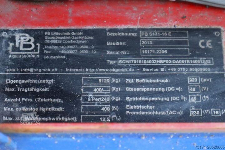Ascensore a forbice PB LIFT S171-16E Electric, 17.3m Working Height, 400k