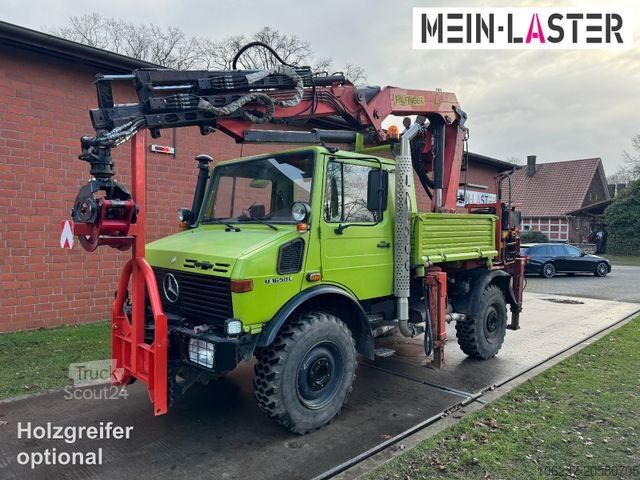 Tovorna dvigalka na tovornjaku UNIMOG U 1650 PK 10500 Kran 15 m max. 3,9 t Seilwinde