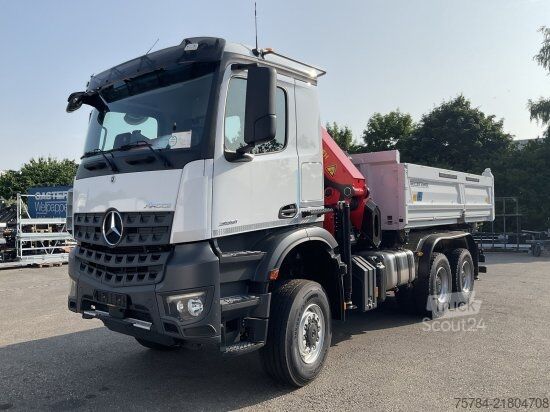 شاحنة قلابة ثلاثية الجوانب MERCEDES-BENZ AROCS 3351 AK 6X6  3-S-KIPPER BORDMATIK,  PALFINGERKRAN, NEU, MIETKAUF MGL