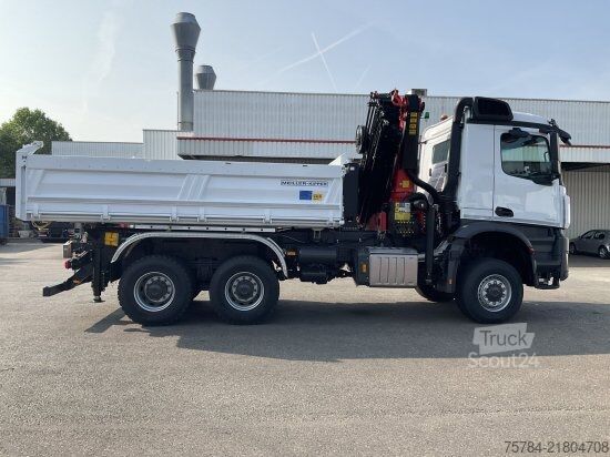 شاحنة قلابة ثلاثية الجوانب MERCEDES-BENZ AROCS 3351 AK 6X6  3-S-KIPPER BORDMATIK,  PALFINGERKRAN, NEU, MIETKAUF MGL