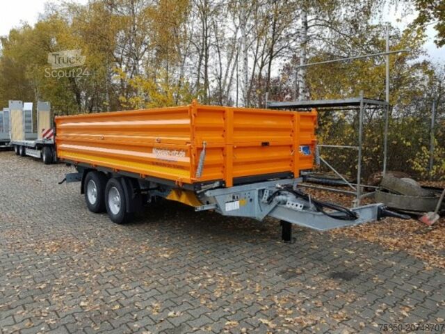 Kippanhänger Möslein TTD11- BA Orange neuer Tandem 3- Seitenkipper Tiefladermit Bordwand- Aufsatz-- Neufahrzeug --