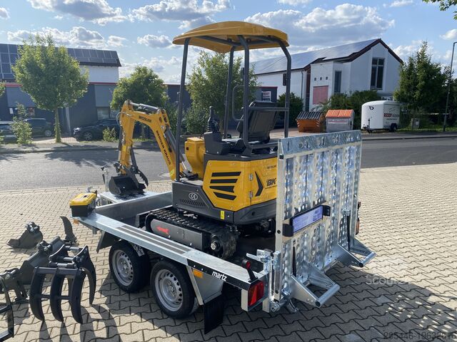 Miniescavatore con caricatore basso + pacchetto accessori Berger Kraus BK1250JSR mit Kubota Motor