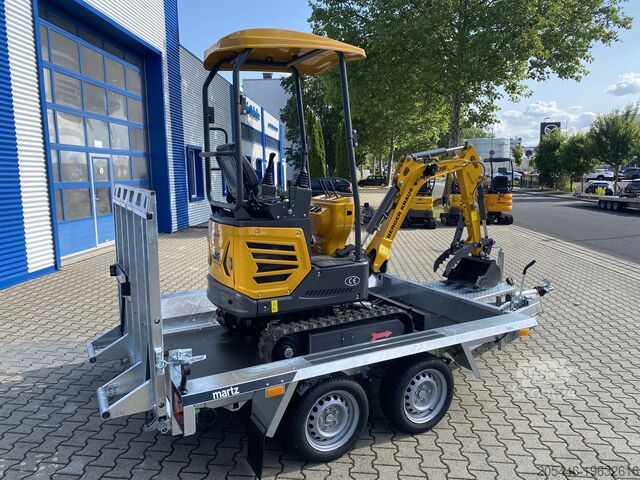 Miniescavatore con caricatore basso + pacchetto accessori Berger Kraus BK1250JSR mit Kubota Motor