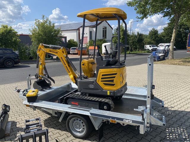 Miniescavatore con caricatore basso + pacchetto accessori Berger Kraus BK1250JSR mit Kubota Motor