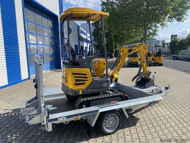 Minigravemaskine med minilæsser + tilbehørspakke Berger Kraus BK1250JSR mit Kubota Motor