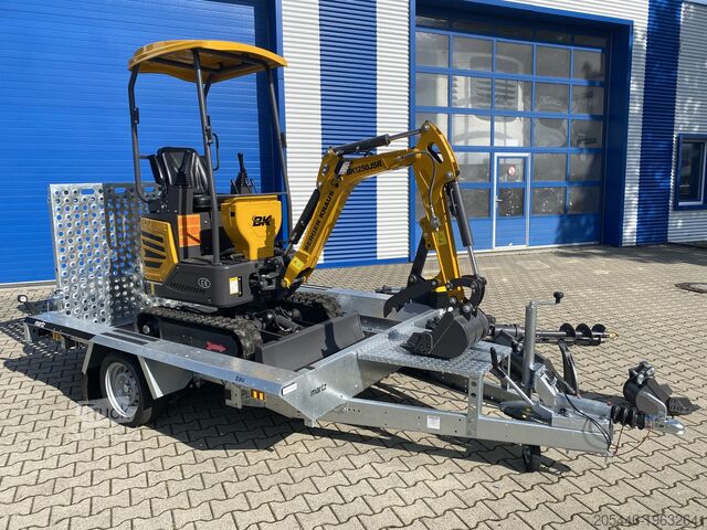 Minigravemaskine med minilæsser + tilbehørspakke Berger Kraus BK1250JSR mit Kubota Motor