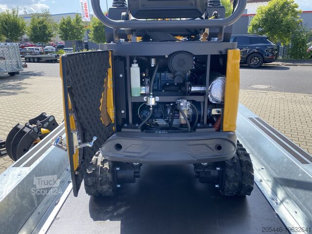 Miniescavatore con caricatore basso + pacchetto accessori Berger Kraus BK1250JSR mit Kubota Motor