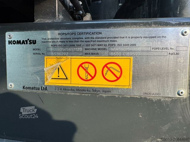 Wiellader KOMATSU WA 100M-8E0 Radlader 8 Ton - 3931 H - 0,75m³