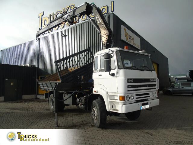 Crane truck DAF 1900 + hiab 190 5x EXT + 3side tipper + 4x4 + W...