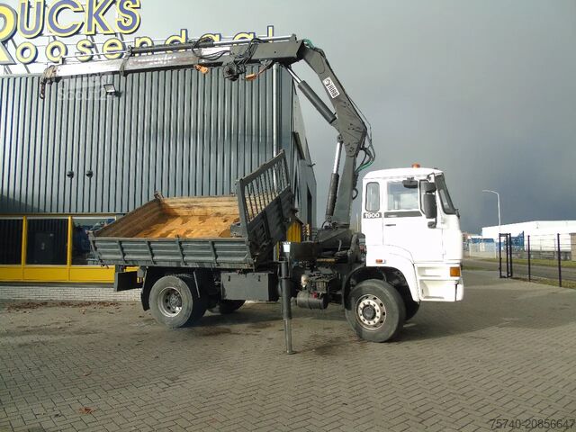Crane truck DAF 1900 + hiab 190 5x EXT + 3side tipper + 4x4 + W...