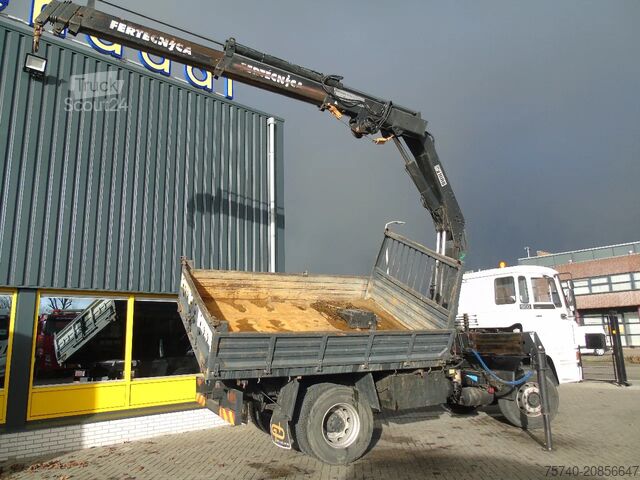 Crane truck DAF 1900 + hiab 190 5x EXT + 3side tipper + 4x4 + W...