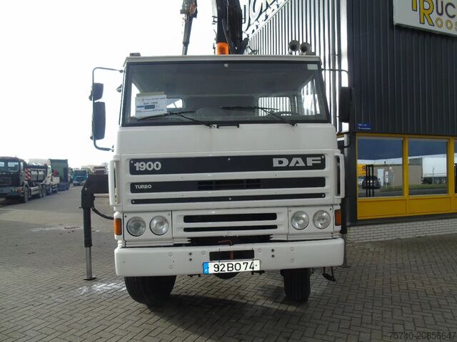 Crane truck DAF 1900 + hiab 190 5x EXT + 3side tipper + 4x4 + W...