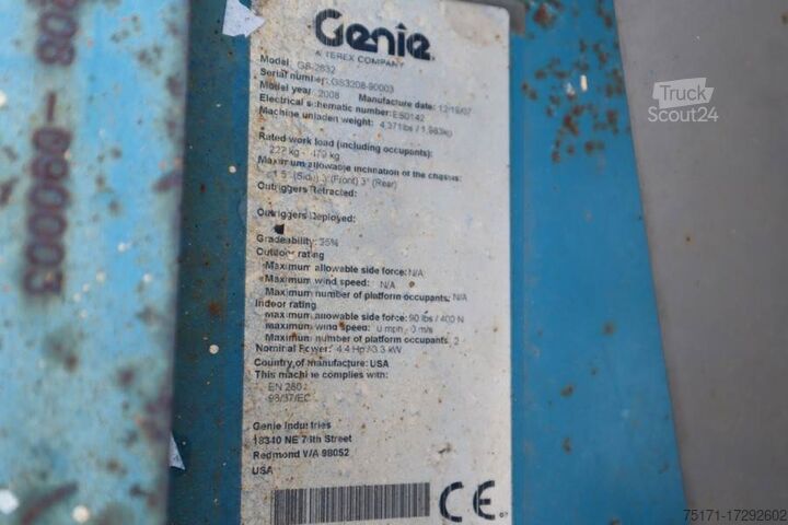 Scherenhebebühne Genie GS2632 Electric, Working Height 10m, 227kg Capacit