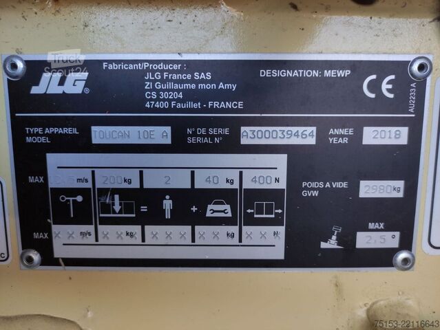 Teleskopické rameno JLG Toucan 10EA