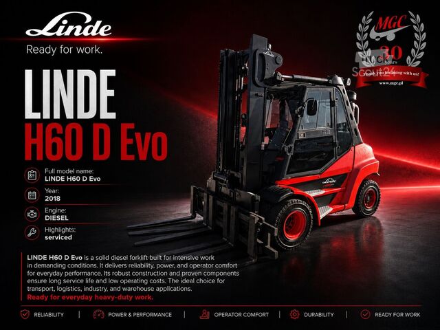 šakinis krautuvas Linde H60D-03 / 1 OWNER / SERVICED! LAST SERVICE 16.0...