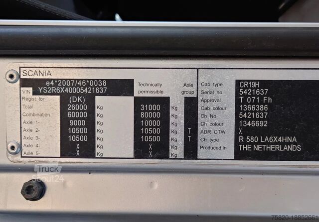 Štandard-SZM Scania R580 V8 6X4 TREKKER/TRACTOR/SZM MET EFFER 315/6...