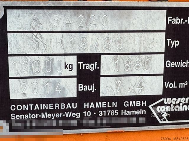 Abrollkipper  Abrollcontainer Kranmulde BJ2014 Atlas 92.2