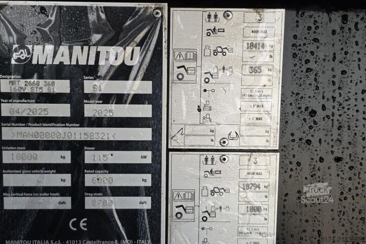 ładowarka teleskopowa Manitou MRT2660 360 160Y ST5 S1 Valid inspection, *Guarant