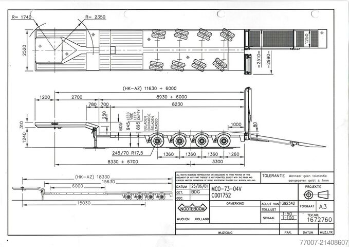 Oprijrampen voor tele-dieplader oplegger NOOTEBOOM MCO-73-04V Tele-Tieflader Rampen 4-Achs