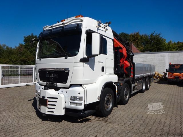 Grue montée sur camion MAN 35.480 HYDRO TGS Pritsche + PK 65002 Kran 8x2-4