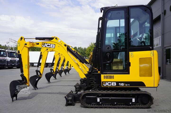 Minigravemaskine på bælter - 7 stk. JCB 16 C-1 mini crawler excavator / joystick