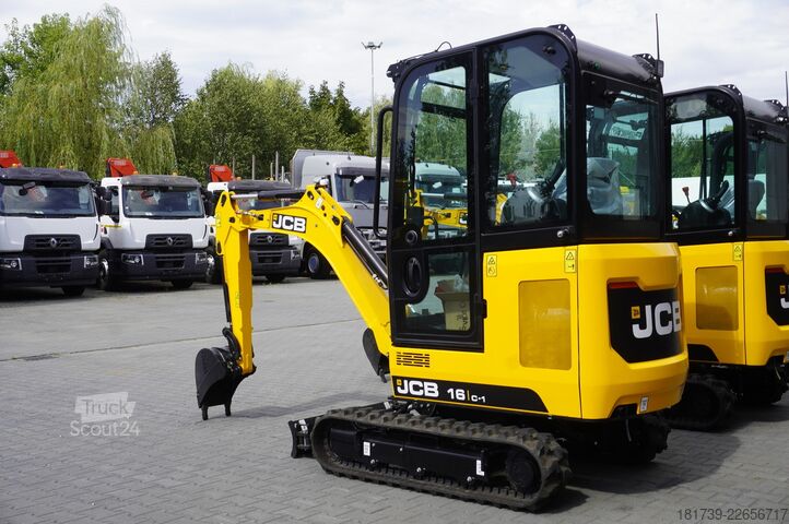 Minigravemaskine på bælter - 7 stk. JCB 16 C-1 mini crawler excavator / joystick