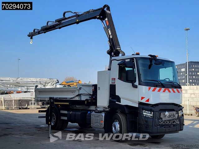 Benne à 3 côtés Renault C 430 4X2 NEW! HIAB X-Hiduo 138 Crane 6m3 Daute...