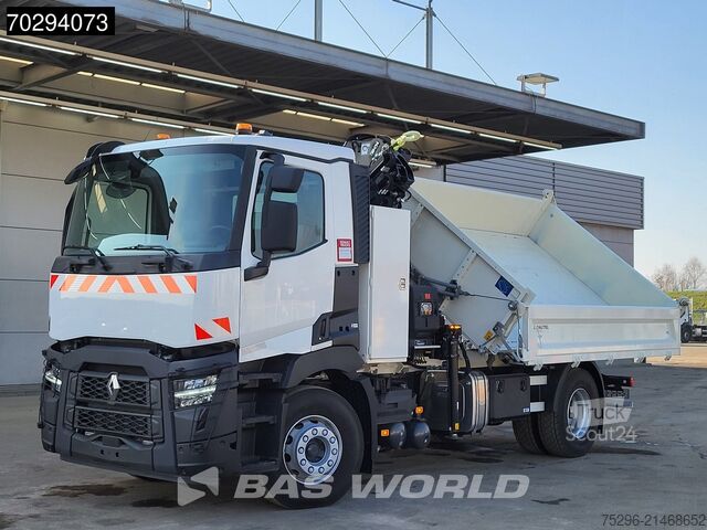 Benne à 3 côtés Renault C 430 4X2 NEW! HIAB X-Hiduo 138 Crane 6m3 Daute...