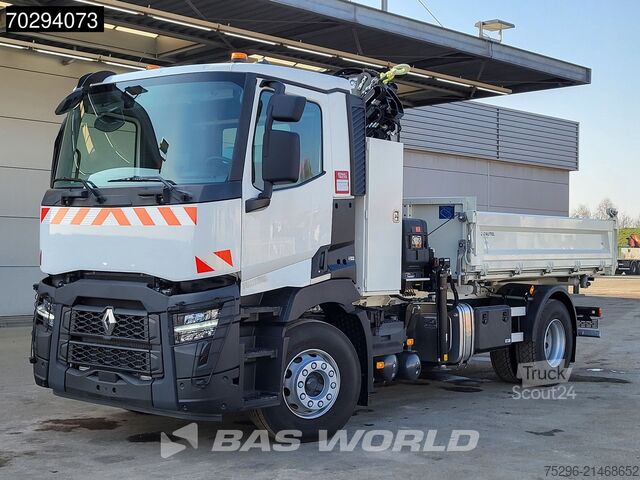 Benne à 3 côtés Renault C 430 4X2 NEW! HIAB X-Hiduo 138 Crane 6m3 Daute...
