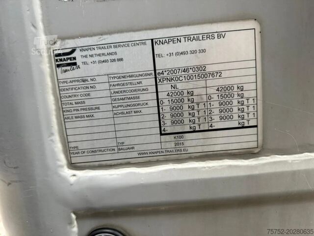 Piso móvil Knapen Trailers K100 92m3 Cargo Floor 10MM Radiografische afsta...